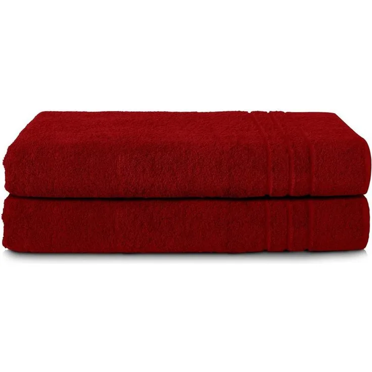 Komfortec 2er Saunatuch Set 80x200 cm aus 100% Baumwolle, XXL-Saunatücher, Sauna Handtuch, Weich, Groß, Frottee, Schnelltrocknend, Aurorarot