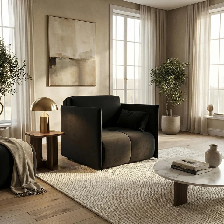 Wohnero24 Design Schlafsessel NESSA 1 - Komfortbett 80 x 195 cm - mit Bettkasten - Schwarz – Bild 4