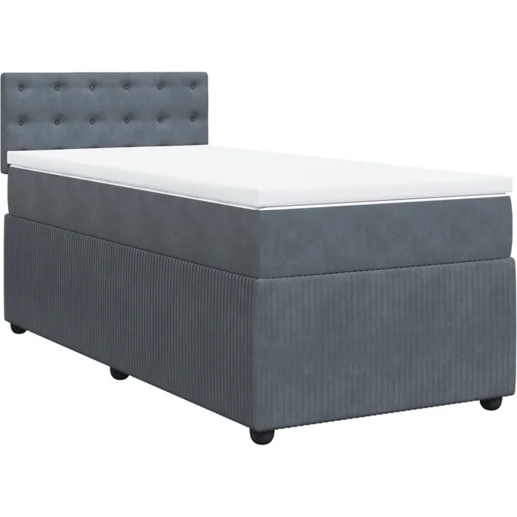 vidaXL Boxspringbett mit Matratze Dunkelgrau 90x200 cm Samt 3289939 – Bild 3