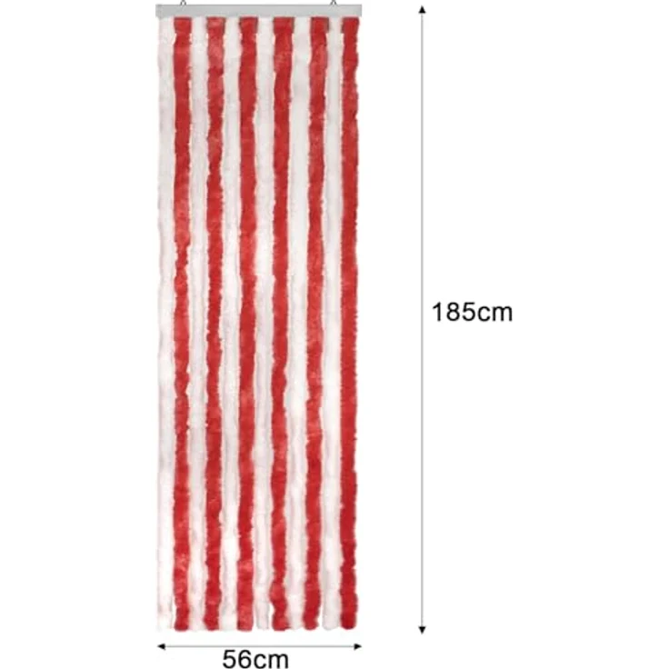 Moritz Flauschvorhang aus Chenille 56 x 185 cm rot weiß Türvorhang als Fliegenschutz Insektenschutz für Camping Wohnwagen – Bild 2