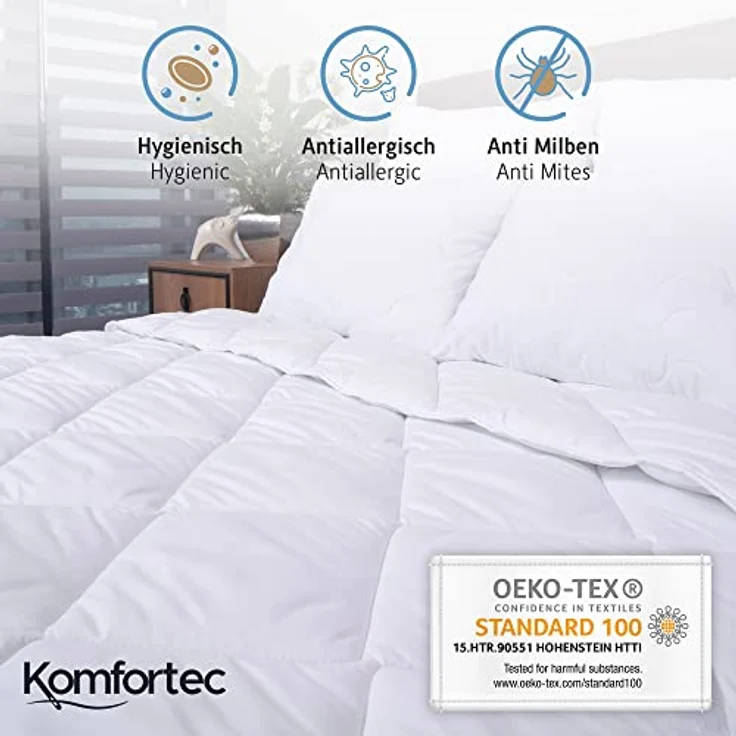 Komfortec Kunstfaserbettdecke,Bettdecken für Sommer und Winter, Ganzjahresdecke, Füllung: Polyester, Bezug: Mikrofaser, 135x200 cm, 155x220 cm und weiteren Größen, allergiker geeignet – Bild 5