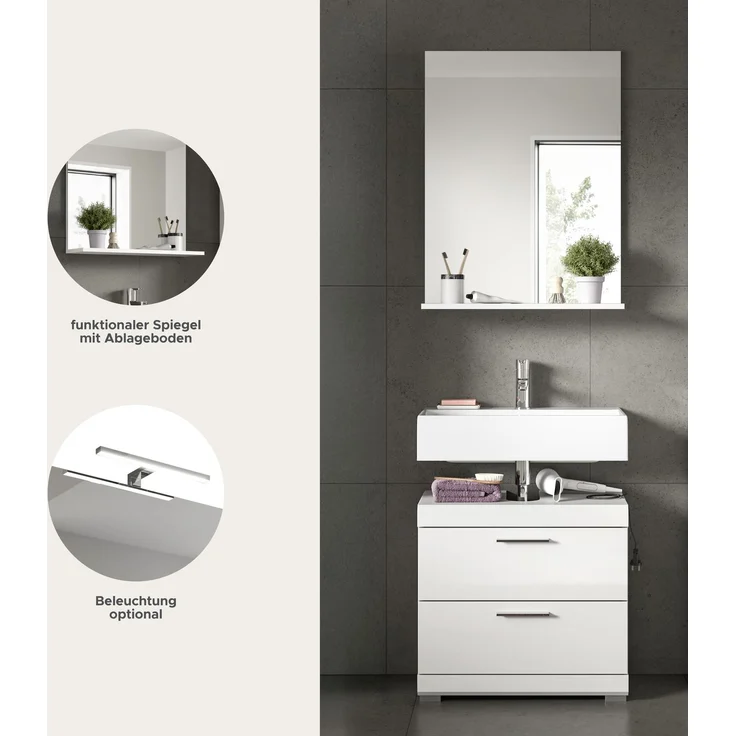 Xonox Scout Badkombination (B/H/T: 60x191x34 cm) in weiß Nachbildung und weiß Hochglanz tiefzieh – Bild 10