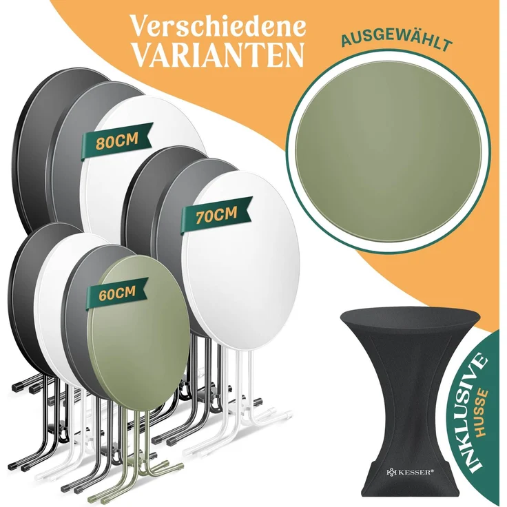 KESSER® Gastro Stehtisch klappbar - Gastronomie Bistrotisch rund - Wetterbeständiger Klapptisch Gartentisch - Runder Partytisch - Hitzebeständig - Stabil und sicher Ø 60 cm, 1er Set, Olive Grün – Bild 7