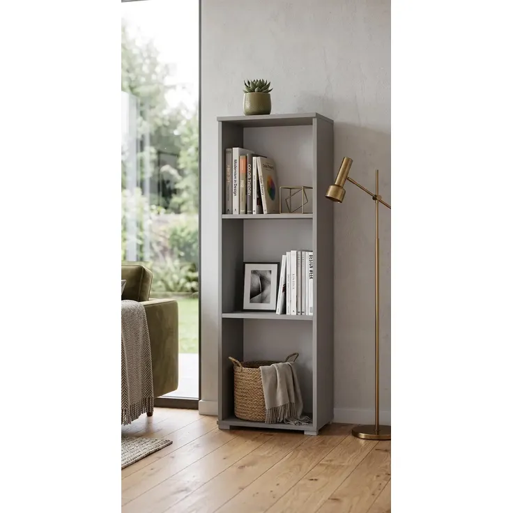 Sleepyshop24 Halbhohes Nischenregal "Pola" 110x30x32 cm Grau | Offenes Beistellregal | Schmales Holzregal für Büro, Bad & Flur, Grau