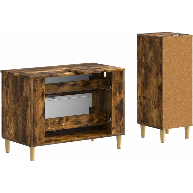 vidaXL 2-teiliges Badezimmer Schrank Set DELFT Raucheiche 3417707 – Bild 5