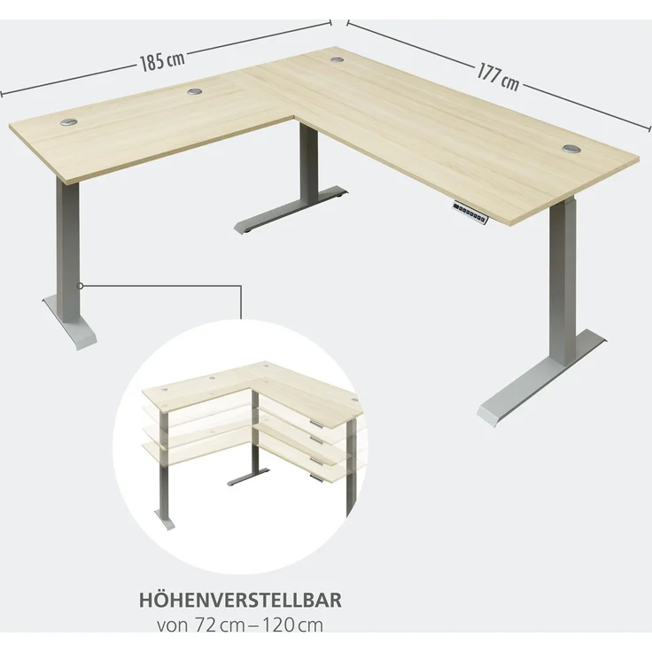 Komplettbüro Büro-Set SANTORIN VIII Riva Eiche & Glas Cashmere 7-teilig – Bild 4