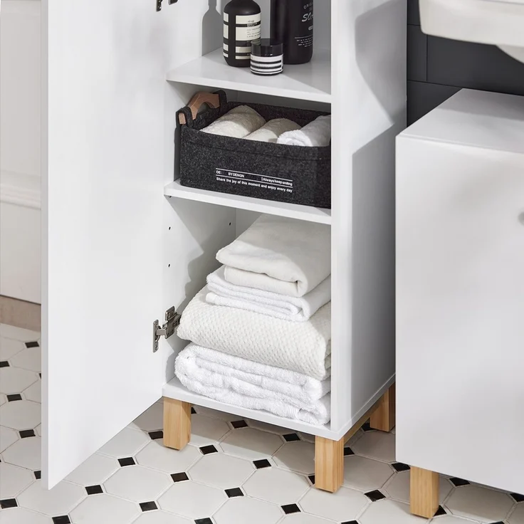 SoBuy BZR91-W Badezimmer-Hochschrank, MDF, Lackiert, Weiß, 34 x 170 x 30 cm – Bild 8