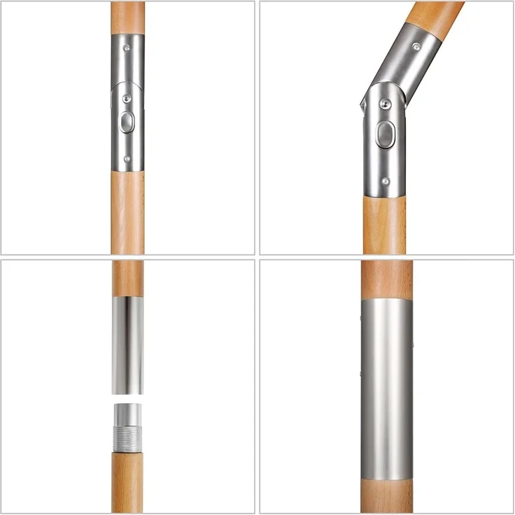 Sekey Sonnenschirm Ø 300 cm Sonnenschirm Holz Gartenschirm Knickbar, Sonnenschutz UPF 50+, LxB: 300,00x300,00 cm, Runder Terrassenschirm mit Volant – Bild 3