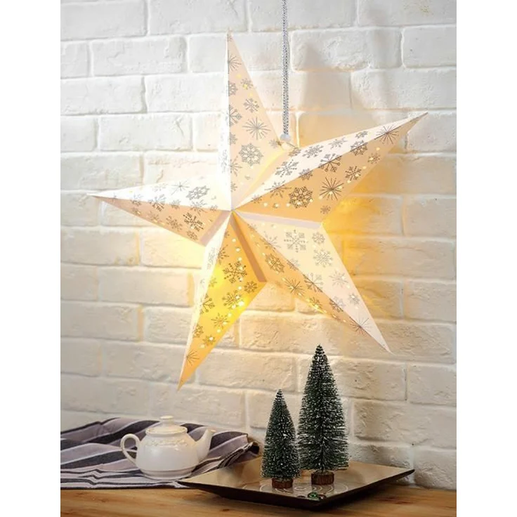 LED Weihnachtsstern, Papier , weiß, 60 cm, X-MAS – Bild 6
