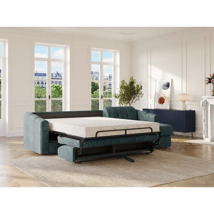 Vente-unique - DARIELO Sofa Stoff Blau - B 223 cm152 cm x H 85 cm x L 295 cm – Bild 3