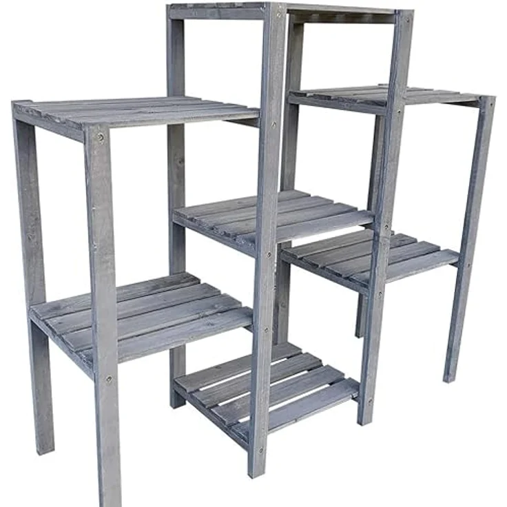 Blumentreppe Blumenregal Blumenpodest Pflanzregal Blumenhocker Standregal grau – Bild 5