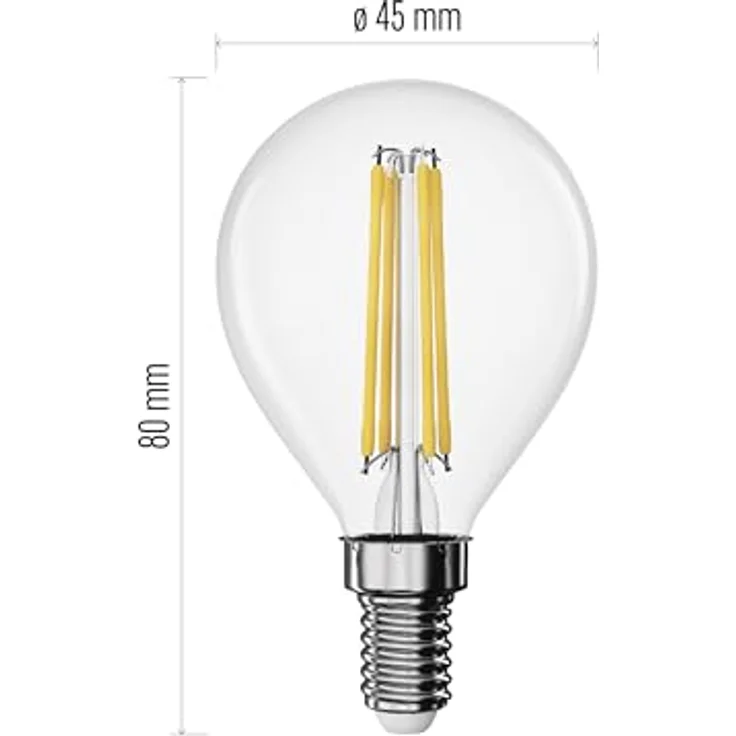 EMOS LED Lampe Edison MiniGlobe, 3,4W, E14 Sockel, 470 lm warmweiß 2700 K, 25000 h Lebensdauer, CRI > 80, 360° Abstrahlwinkel – Bild 4