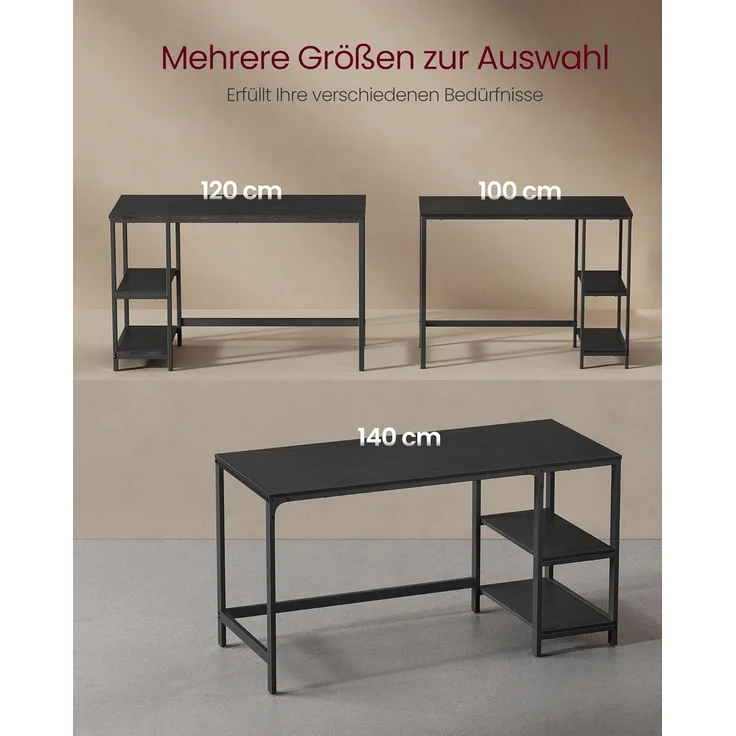 Vasagle Schreibtisch Computertisch, Bürotisch mit 2 Ablagen, 50 x 100 x 76 cm – Bild 6