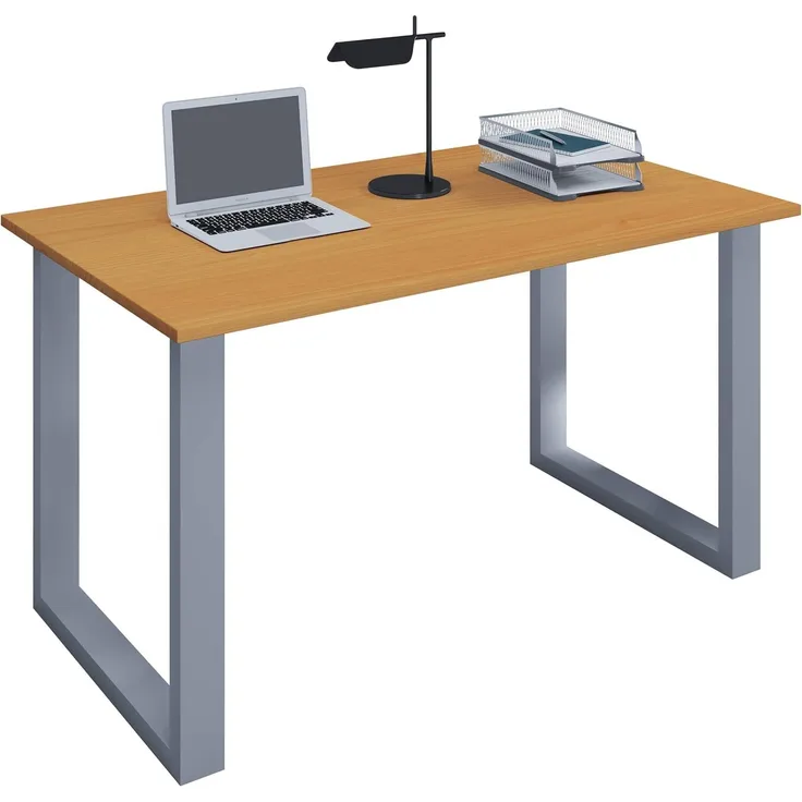 VCM Schreibtisch Lona 80x50 U-Fußgestell Buche/Silber