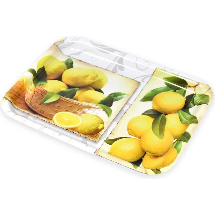 Lashuma Tablett Zitrusbaum, (1-tlg), Melamin Kaffeetablett 31x23 cm weiß gelb – Bild 2