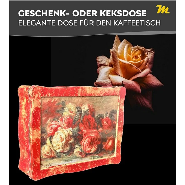 MediMuc Keksdose nostalgische Keksdose, Rosendose, Rosengemälde des Malers Renoir – Bild 4