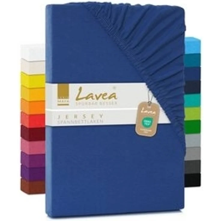 Kinder Jersey Spannbettlaken, Spannbetttuch, Lavea Serie Maya, 60x130 cm | 70x140 cm, Royalblau, 100% Baumwolle, hochwertige Verarbeitung, mit Gummizug – Bild 6
