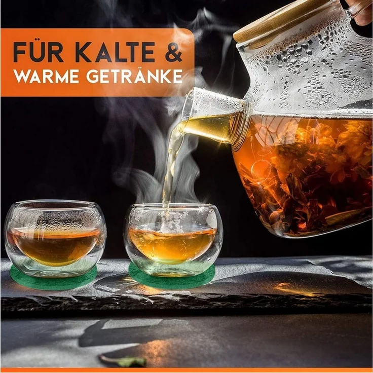wortek Getränkeuntersetzer Filz-Untersetzer Rund für Gläser 10er Set + Box, Zubehör für Tisch & Gläser, Set, 10-tlg, waschbare Getränke Glasuntersetzer Gläser, Tischuntersetzer Filz 10 cm – Bild 2