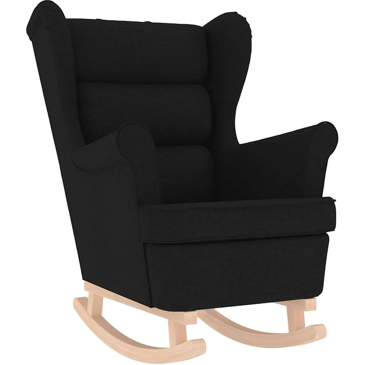 vidaXL Schaukelstuhl mit Fußhocker Schwarz Stoff 3307999 – Bild 6