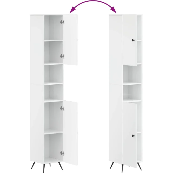 vidaXL Badezimmerschrank mit offenem Regal BREDA Hochglanz Weiß 897479 – Bild 7
