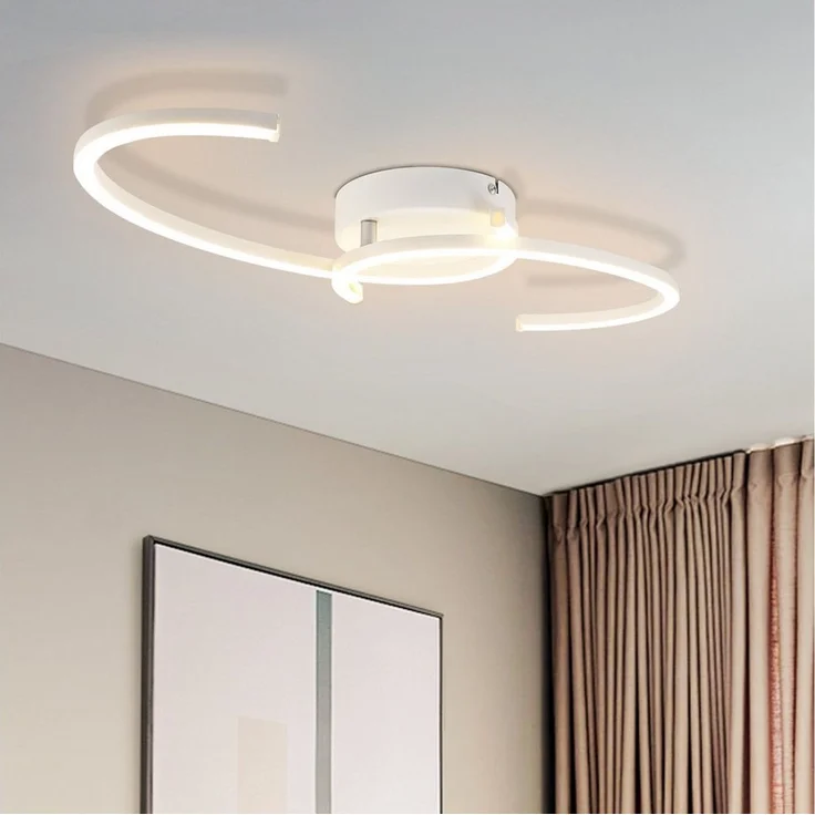 Nettlife LED Deckenleuchte Wohnzimmer 2-Ringen Schwarz/Weiß Modern 24W Deckenlampe 3000K Metall, 330° Drehbarer, LED fest integriert, Warmweiß, Deckenleuchten für Schlafzimmer Flur Küche Büro – Bild 1