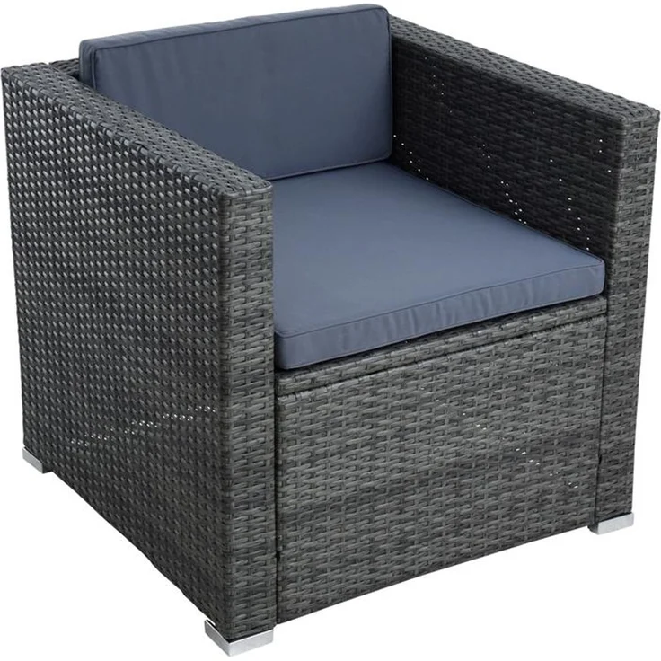 Polyrattan Loungesessel Gartensessel Rattan Sessel Gartenstuhl Anthrazit-Grau – Bild 1
