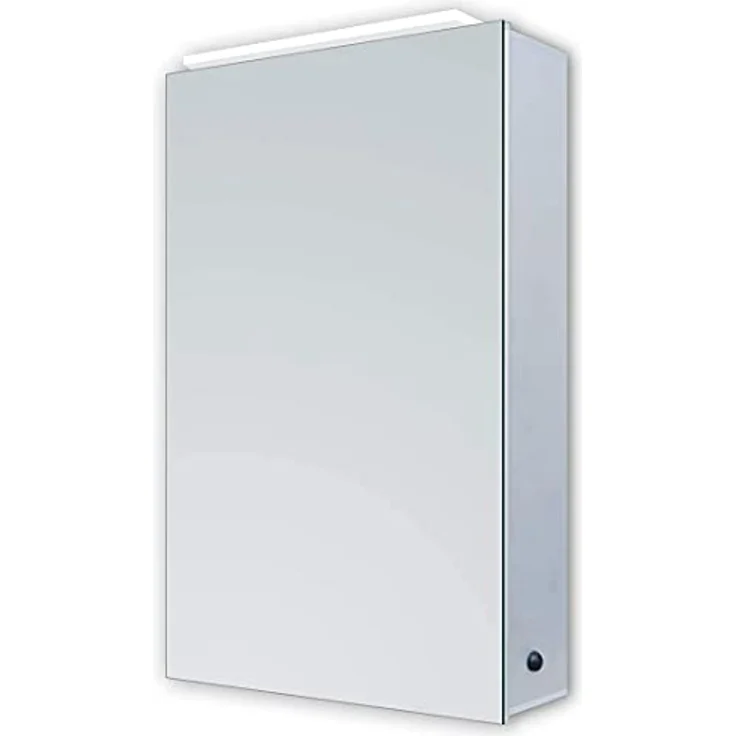 DSK LED-Spiegelschrank Aluminio Vegas, 40 x 60 cm, Silber, mit LED-Oberlicht und zwei Glaseinlegeböden – Bild 5