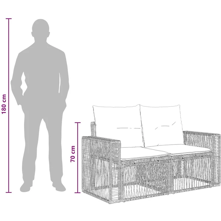 vidaXL Gartensofa-set 5 pcs Schwarz und Cremeweiß Poly-Rattan 3435109 – Bild 8