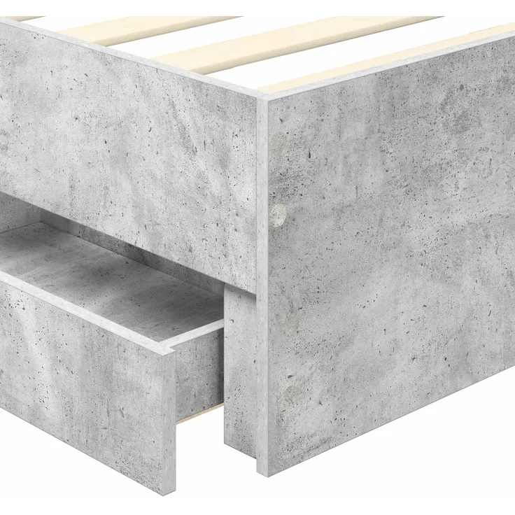 vidaXL Bettrahmen mit Schubladen Betongrau 90 x 190 cm Ingenieurs Holz 3411865 – Bild 11
