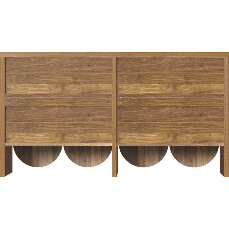 DESVIAE Sideboard mit 4 Türen und verstellbaren Einlegeböden 147x80x40 cm MDF Walnuss – Bild 9