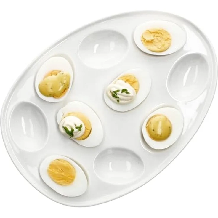 MamboCat Eierbecher MamboCat Eierplatte CREME Steingut oval cremeweiß Servierplatte – Bild 1