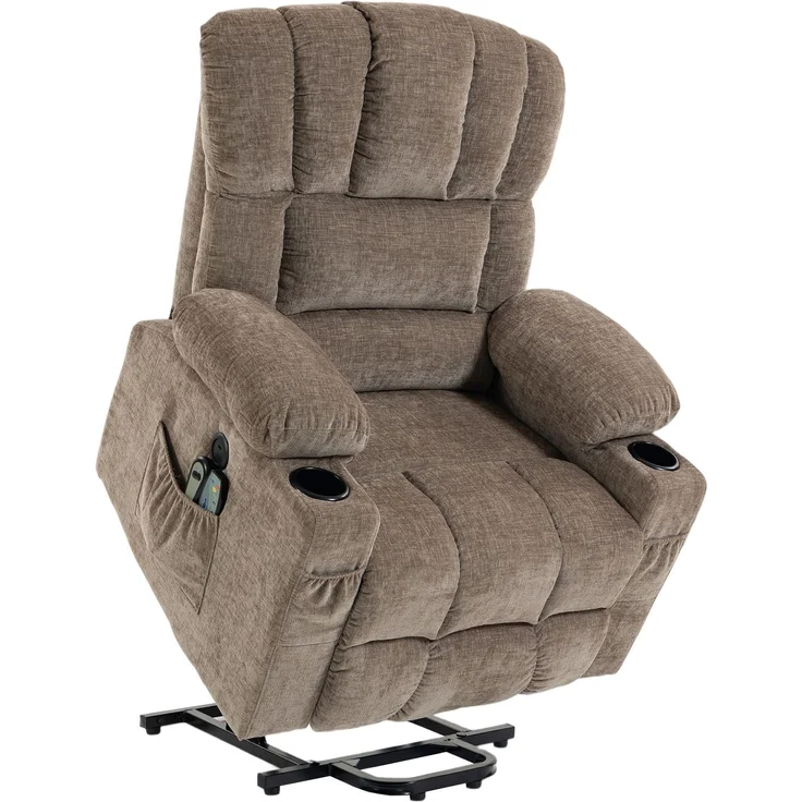 MELAYR, Fernsehsessel mit Aufstehhilfe, Elektrischer Relaxsessel mit Massage & Wärme, 93 x 91 x 110 cm, Braun – Bild 2