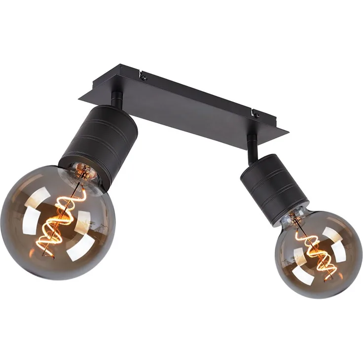 Deckenleuchte, 2-Flammig, Aluminum-Schwarz, L 31cm
