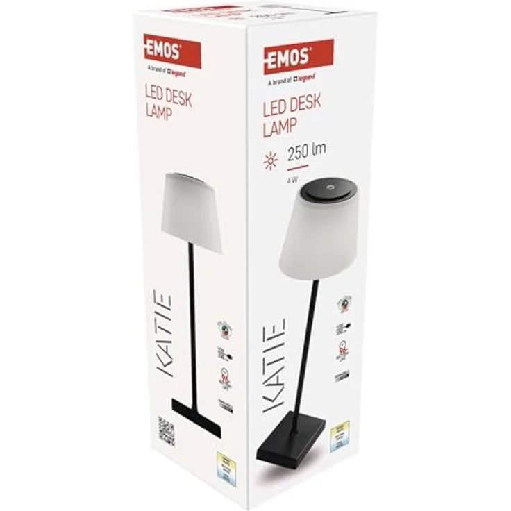 EMOS Akku-Schreibtischlampe KATIE, 4W wasserdicht, kabellos, dimmbar, Farbwechsel, 250lm, USB-Aufladung, schwarz, Z7630B – Bild 7