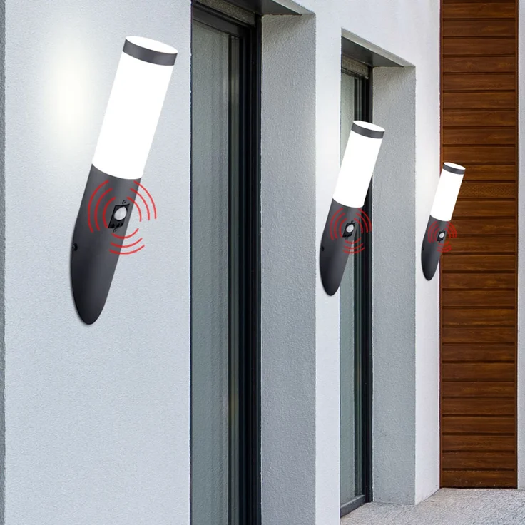 2er Set LED Wandleuchten, Edelstahl, anthrazit, Sensor, H 41 cm – Bild 8