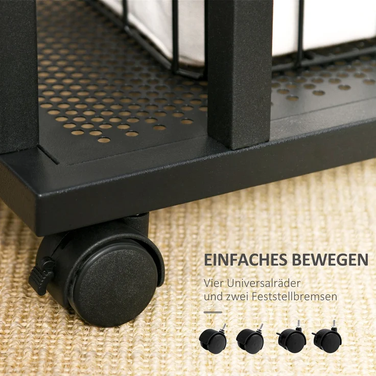 HOMCOM Couchtisch, MDF, Metall, Schwarz + Walnuss, L51 x B36 x H65 cm – Bild 6