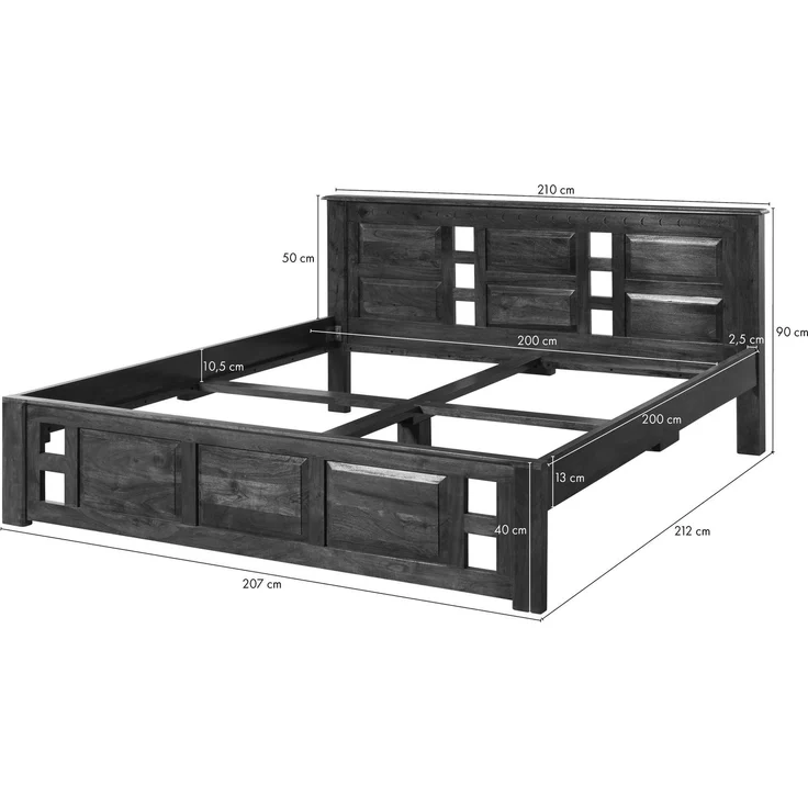 Bett Akazie 200x200x90 nougat lackiert OXFORD #254 – Bild 8