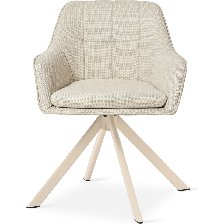 GOEURVANT 1437 Esszimmerstühle 2er-Set mit Armlehnen, 360° Drehbar, Webstoff - Beige – Bild 4