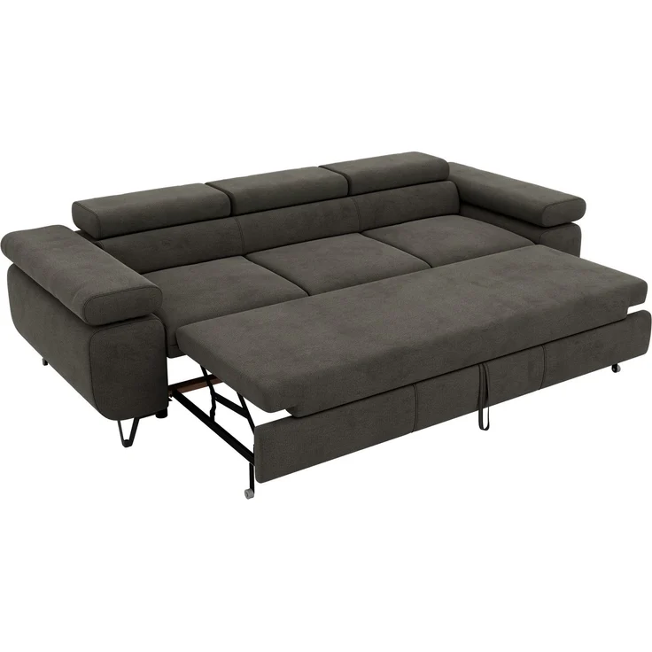 Polstersofa PETER, Sofa 3-Sitzer mit Schlaffunktion, verstellbaren Armlehnen und Kopfstütze, Gepolsterte Couch, Wellenfeder - Dunkelgrau Velvet – Bild 7