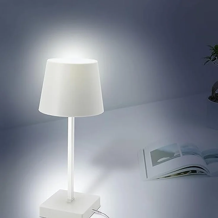 HAC24 2er Set Tischleuchte, Touchfunktion, Warmweiß, USB Aufladbar, Dimmbar, Weiß – Bild 4