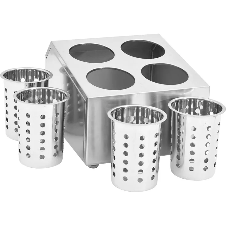 vidaXL Besteckbehälter 4 Fächer Quadratisch Edelstahl 51229 – Bild 6