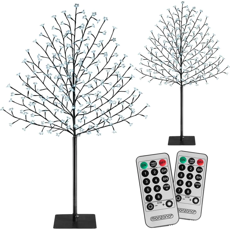 MONZANA® Kirschblütenbaum 2er Set 180 cm 200 LED Kaltweiß – Bild 2