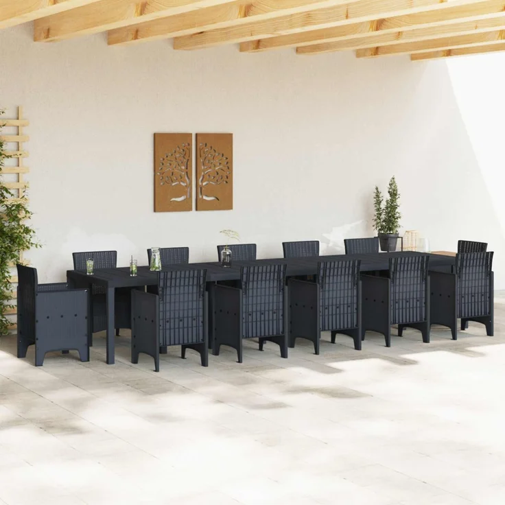 vidaXL Gartentisch Anthrazit 400 x 100 x 73 cm Poly-Rattan 3378528 – Bild 3