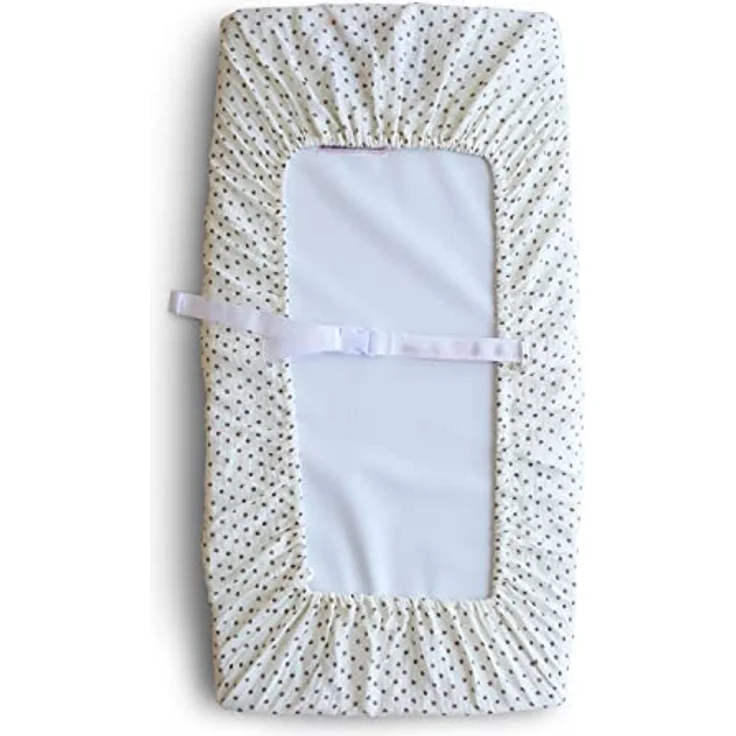 Mushie Waschbar Wickelauflagenbezug | Wickelauflagehbezug 70x45 cm, Passend für Standard-Wickelauflage | Verstellbare Sicherheitsgurte (Bloom) – Bild 3