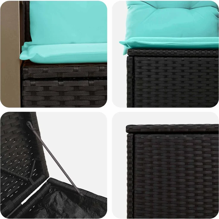 vidaXL Sofa Set 5 stk. Schwarz und Blau Polyrattan und Stahl 3447961 – Bild 7