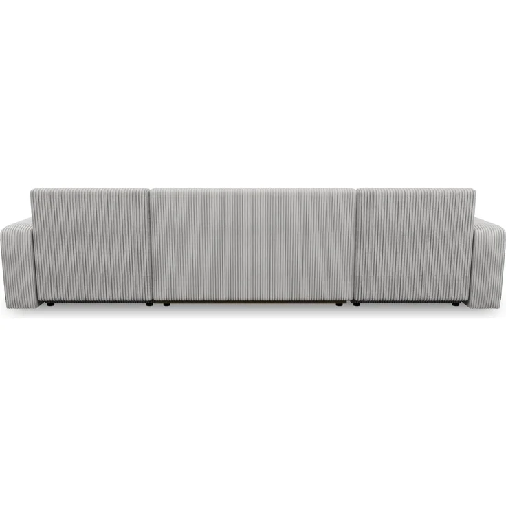 Wohnlandschaft mit Schlaffunktion Roma - U-Form Couch, Schlafsofa mit Bettkasten, Couchgranitur mit Bettfunktion, Big Sofa, Cord Stoff (Grau (Poso 110)) – Bild 6