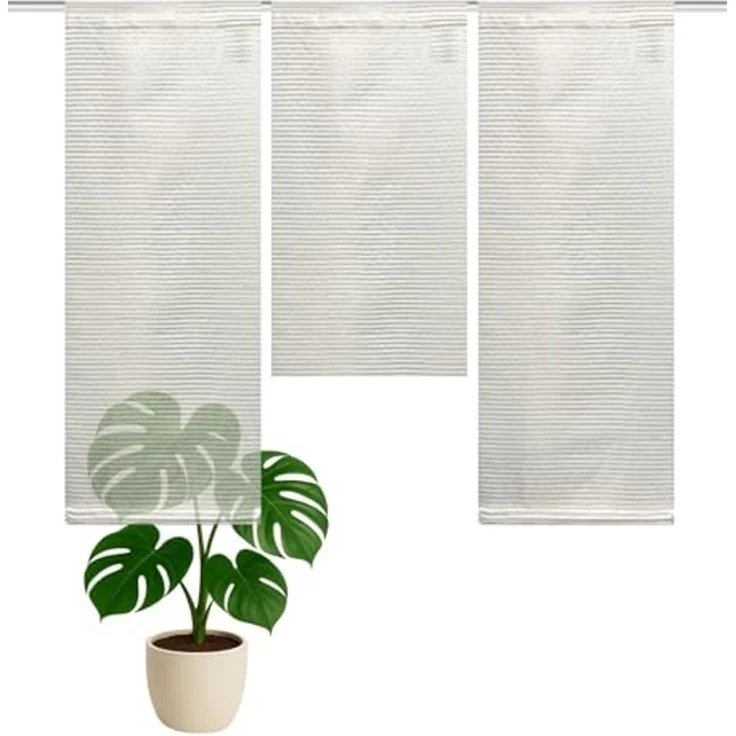 HOME WOHNIDEEN Scheibengardine Mini Flächenvorhang 055987-1001, Stangendurchzug, halbtransparent, inkl. Beschwerungsstäbe – Bild 3