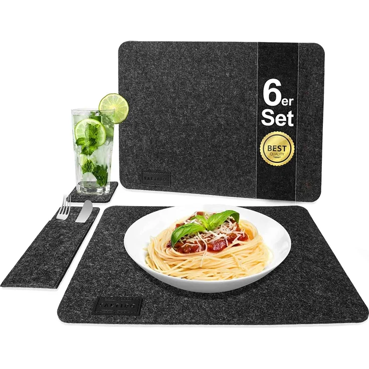 Kunden Retoure Tischset Platz Set inkl. Untersetzer und Bestecktaschen aus Filz - Für 6 Personen – Bild 1
