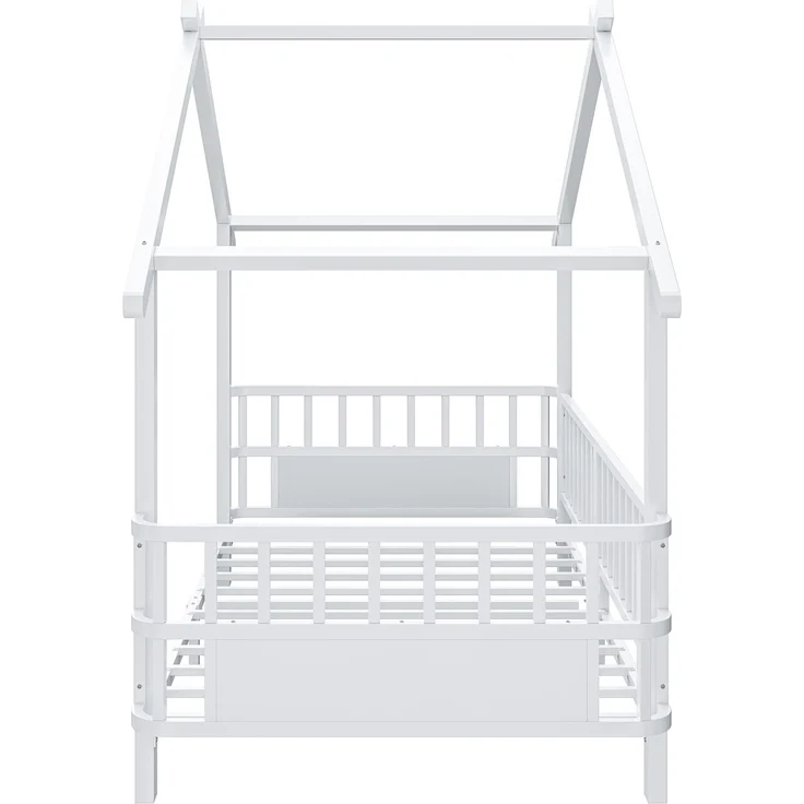ZUBALIYA Kinderbett 90 × 200 cm, Metall, Schutzgitter, Weiß – Bild 12