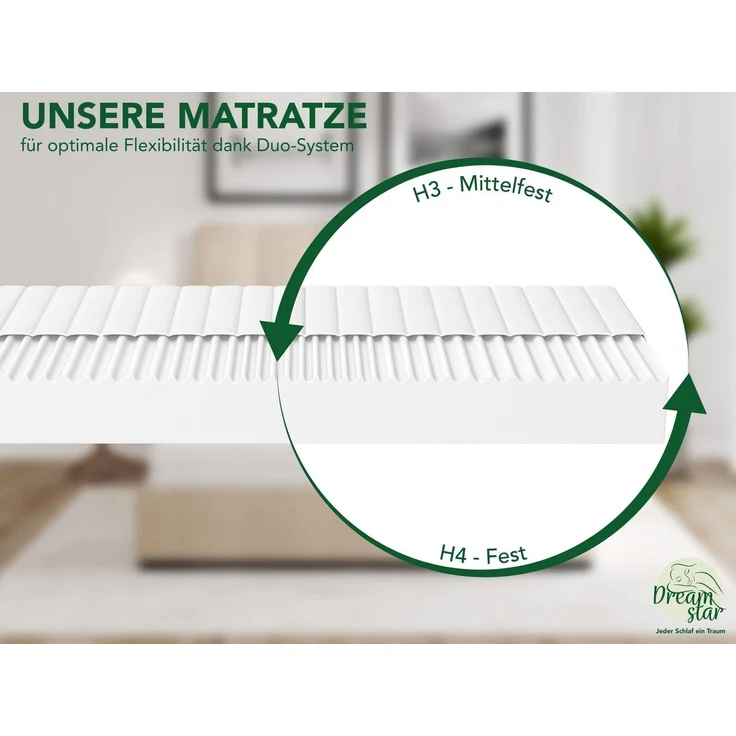 Kaltschaummatratze Easy Flex, 7-Zonen Matratze mit Duo-Härtegrad (H2/H3 & H3/H4), Dreamstar, wendbar, atmungsaktiv, ergonomisch - für jede Schlafposition – Bild 3